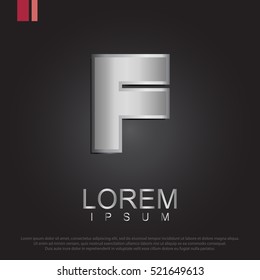 Beautiful vector graphic silver alphabet / letter F / symbol. Vector illustration eps 10.