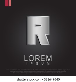 Beautiful vector graphic silver alphabet / letter R / symbol. Vector illustration eps 10.