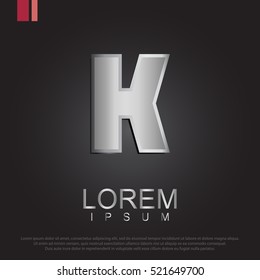 Beautiful vector graphic silver alphabet / letter K / symbol. Vector illustration eps 10.