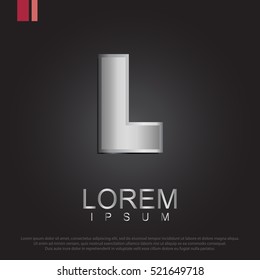 Beautiful vector graphic silver alphabet / letter L / symbol. Vector illustration eps 10.