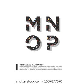 Beautiful vector graphic typography alphabet typography with stylish fancy terrazzo pattern