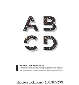 Beautiful vector graphic typography alphabet typography with stylish fancy terrazzo pattern