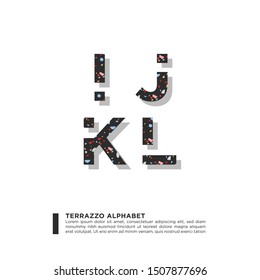 Beautiful vector graphic typography alphabet typography with stylish fancy terrazzo pattern