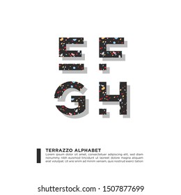 Beautiful vector graphic typography alphabet typography with stylish fancy terrazzo pattern