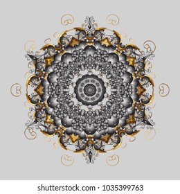 Beautiful vector gray, brown and beige snowflakes isolated on a colorful background. Falling Christmas stylized snowflakes. Illustration. Snowflakes, snowfall.
