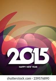 Beautiful vector greeting card design for happy new year 2015. 