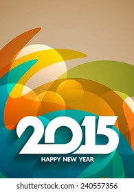 Beautiful vector greeting card design for happy new year 2015. 