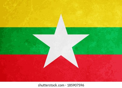 Beautiful vector grunge textured flag design of Myanmar.