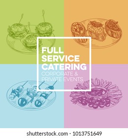 Beautiful vector hand drawn Appetizer Illustration. Detailed retro style images. Vintage sketch elements collection for design.