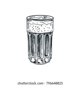 Beautiful vector hand drawn beverage Illustration.  Detailed retro style coffee image. Vintage sketch Element for labels design.