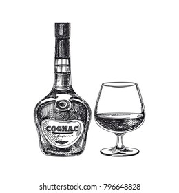 Beautiful vector hand drawn beverage Illustration.  Detailed retro style alcoholic drink image. Vintage sketch Element for labels design.