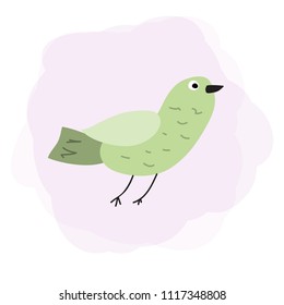 beautiful vector hand drawn bird with ridiculous children's shapes on a cloudy background