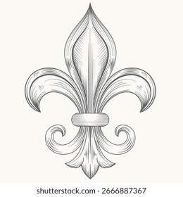 Hermosa ilustración de flor de lis dibujada a mano de Vector en estilo vintage