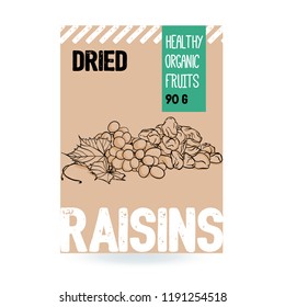 Beautiful vector hand drawn Grapes organic, raisin. Template elements collection for packaging design. Modern illustrations isolated on white background.
