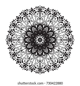 Beautiful vector hand drawn Indian ornament mandala. Can be used to print on the phone, to create a poster, tattoo, yoga Mat, mehendi.