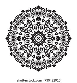 Beautiful vector hand drawn Indian ornament mandala. Can be used to print on the phone, to create a poster, tattoo, yoga Mat, mehendi.