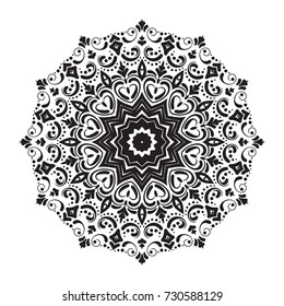 Beautiful vector hand drawn Indian ornament mandala. Can be used to print on the phone, to create a poster, tattoo, yoga Mat, mehendi.