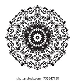 Beautiful vector hand drawn Indian ornament mandala. Can be used to print on the phone, to create a poster, tattoo, yoga Mat, mehendi.