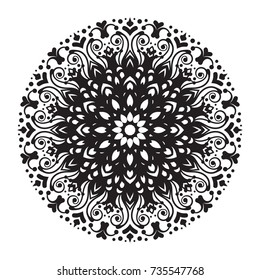 Beautiful vector hand drawn Indian ornament mandala. Can be used to print on the phone, to create a poster, tattoo, yoga Mat, mehendi.