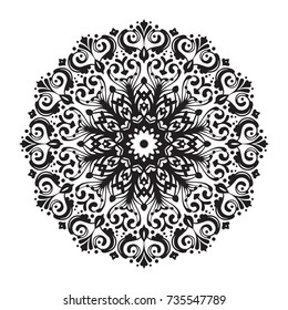 Beautiful vector hand drawn Indian ornament mandala. Can be used to print on the phone, to create a poster, tattoo, yoga Mat, mehendi.