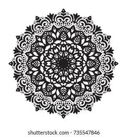 Beautiful vector hand drawn Indian ornament mandala. Can be used to print on the phone, to create a poster, tattoo, yoga Mat, mehendi.