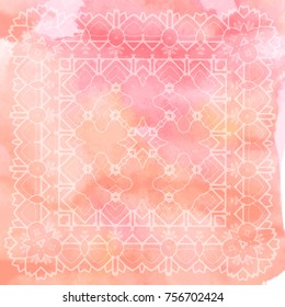 Beautiful vector hand drawn Indian ornament mandala on grunge background in watercolor style. Can be used to print on the phone, to create a poster, tattoo, yoga Mat.