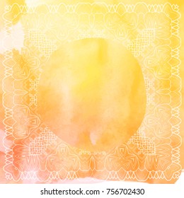 Beautiful vector hand drawn Indian ornament mandala on grunge background in watercolor style. Can be used to print on the phone, to create a poster, tattoo, yoga Mat.