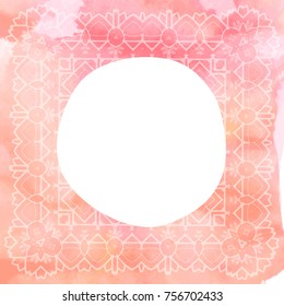 Beautiful vector hand drawn Indian ornament mandala on grunge background in watercolor style. Can be used to print on the phone, to create a poster, tattoo, yoga Mat.