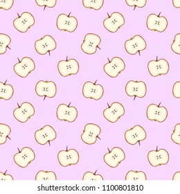 Beautiful vector hand drawn seamless pattern. Apple fruit. Illustration