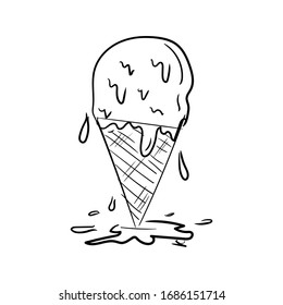 Hermosa mano vectorial dibujada tres cucharadas de helado en una taza Ilustración. Imagen detallada de estilo retro. Esbozo vintage para etiquetas, embalaje y diseño de tarjetas. Fondo moderno.