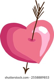 Beautiful vector heart  with arrow for a postcard on St. Valentines day