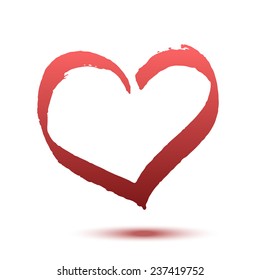 Beautiful Vector Heart Drawing by Marker on the White Background