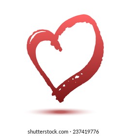 Beautiful Vector Heart Drawing by Marker on the White Background