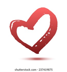 Beautiful Vector Heart Drawing by Marker on the White Background