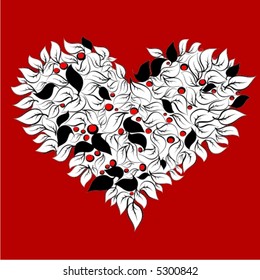 beautiful vector heart with leaves