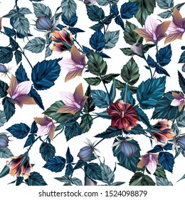 Beautiful vector hibiscus tropical pattern