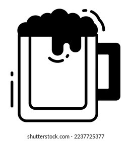 A beautiful vector icon of beer mug, beer foam in modern style