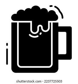 A  beautiful vector icon of beer mug, beer foam in modern style