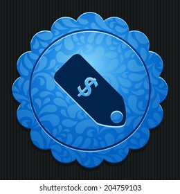 Beautiful vector icon Dollar plate on the wonderful flower pattern