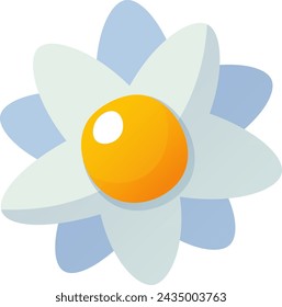 Beautiful vector icon of a flower with petals in blue and blue colors. Front view, top view. Illustration of an isolated flower on a colorless background for spring, summer design