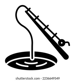 A beautiful vector icon of ice fishing in modern style