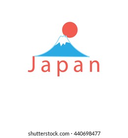 Beautiful vector icon with the word Japan and Mount Fuji