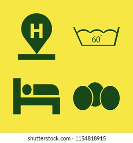 beautiful vector icons set. with delicate gentle degrees, eggs, bed and hotel location in set