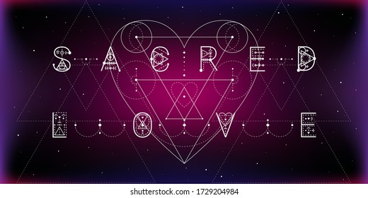 Hermoso vector ilustrado letras geométricas sagradas Amor sagrado