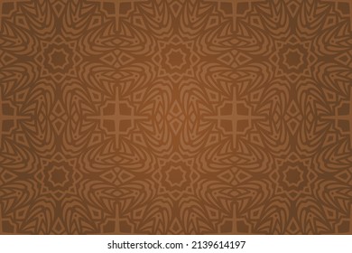 Hermosa ilustración vectorial con abstracto patrón tribal marrón transparente en el brillante fondo