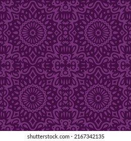 Beautiful vector illustration with abstract purple tribal oriental seamless pattern