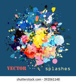 Beautiful vector illustration of abstract splashes colorful paints