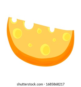 Beautiful vector illustration of appetizing cheese with holes on a white background. It can be used in the menu of restaurants and cafes, in children's books, magazines, postcards, leaflets, websites.