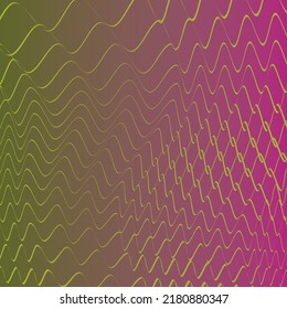 A beautiful vector illustration background design with a gradient and wavy lines going across. with colors such as green and pink