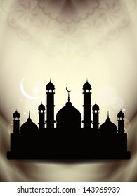 Beautiful vector illustration of background for ramadan and eid with mosque.